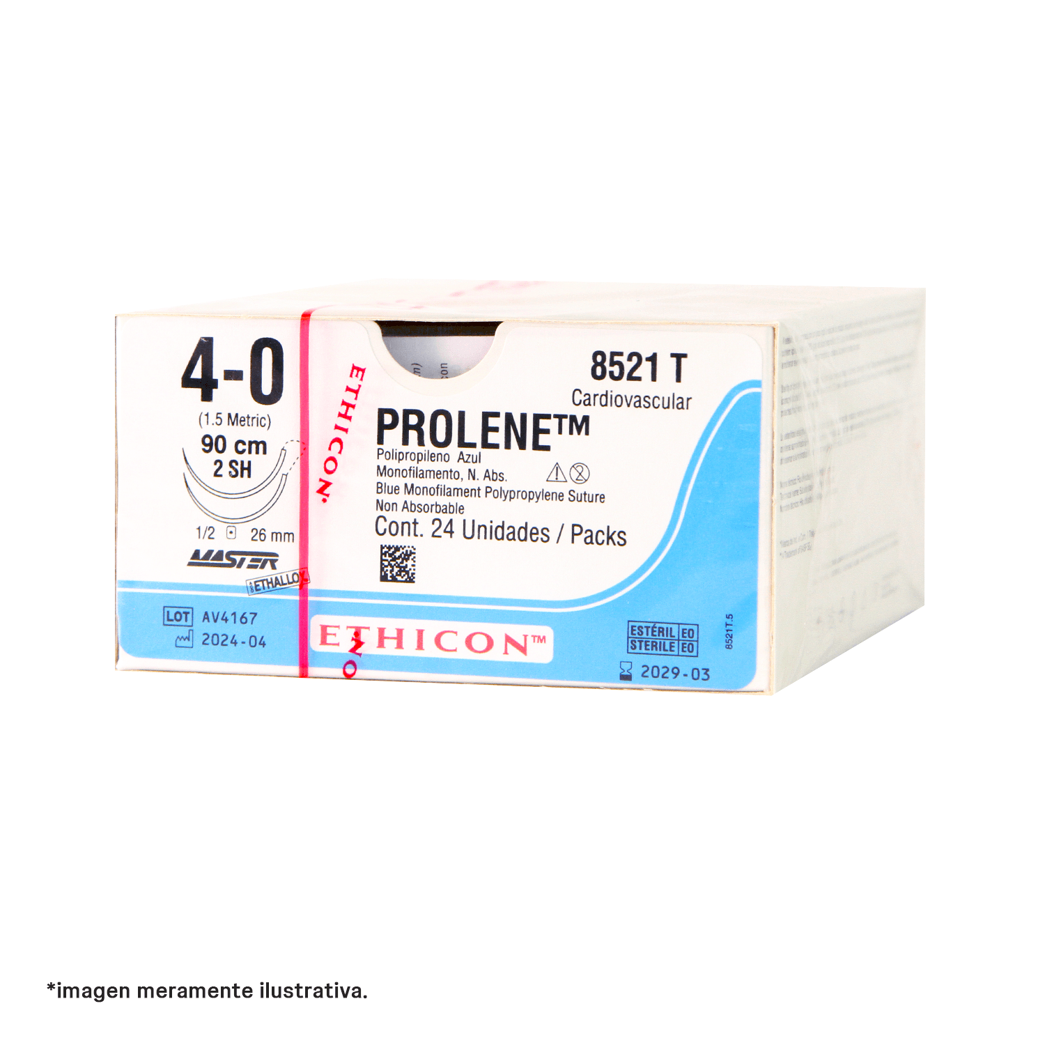 Sutura PROLENE® (Azul 4-0 90cm Ag. 1/2 26mm (SH))